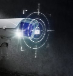 tecnologia di sicurezza cctv con remix digitale dell icona del lucchetto